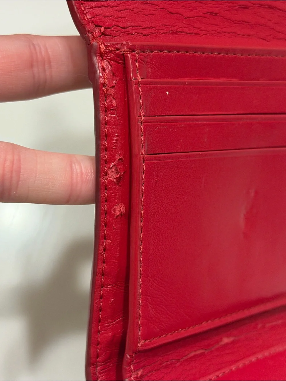 COACH Trifold Wallet in Red and Brown Signature Canvas